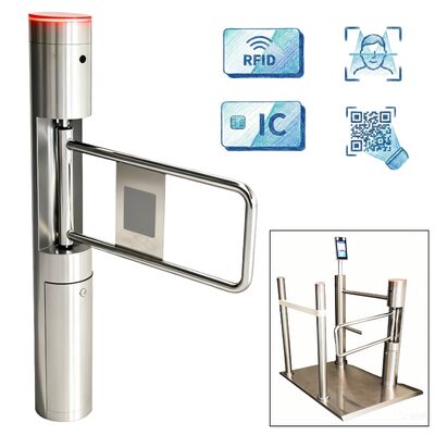 Περιστροφική πύλη Swing Barrier Gate με κινητήρα χωρίς ψήκτρες SS304, με αναγνώριση προσώπου και μέτρηση θερμοκρασίας